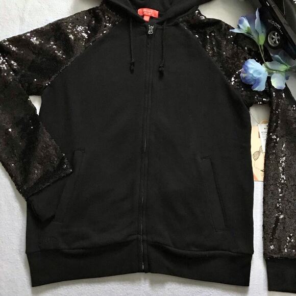 Butter NWT Full Zip Sequins Hoodie Girls L (12) - Picture 3 of 10